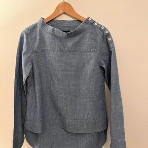 J.Crew Funnel-neck Shirt in Chambray